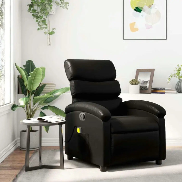 Black Faux Leather Massage Recliner Chair