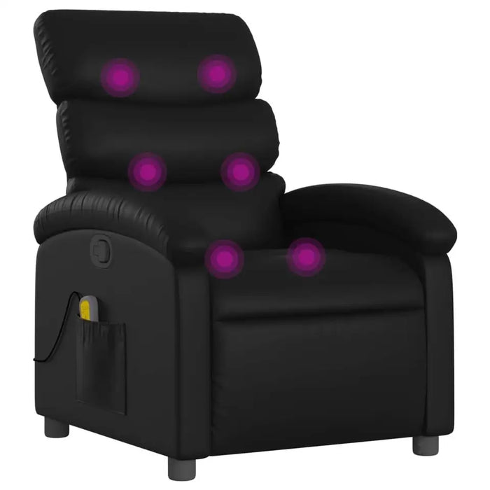 Black Faux Leather Massage Recliner Chair